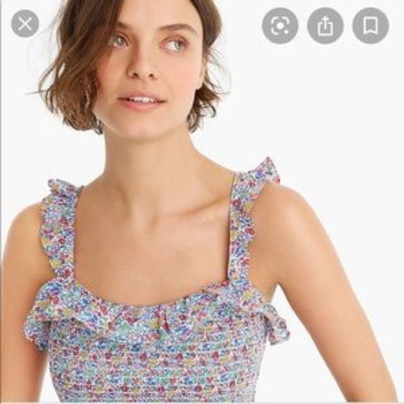 [J. Crew] Smocked Ruffle Tank Top - Picture 3 of 6